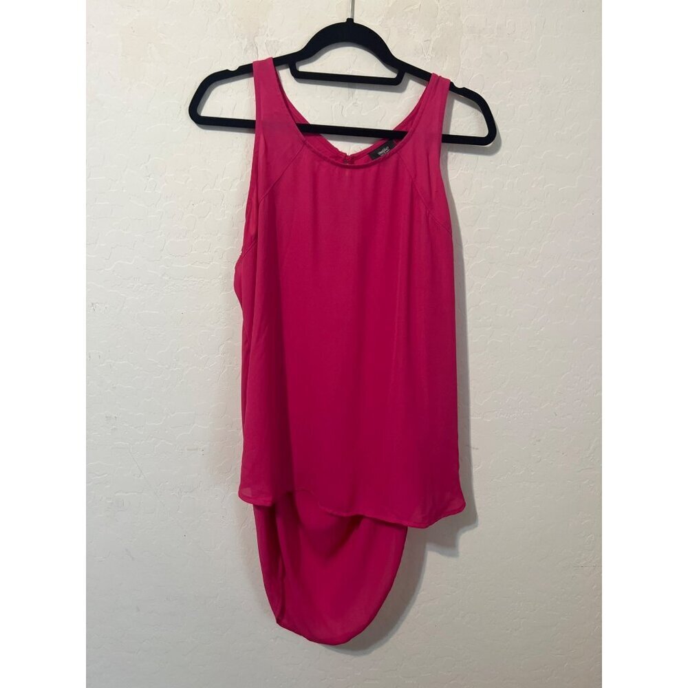 Mossimo Sz XL Hi Low Tank Top Hot Pink Sheer